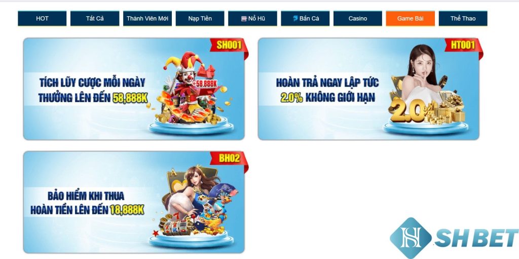 Game bài Shbet và những khuyến mãi độc quyền